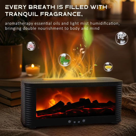 Flame Diffuser, 3D Flame Oil Diffuser with 7 Colors Flame Effect