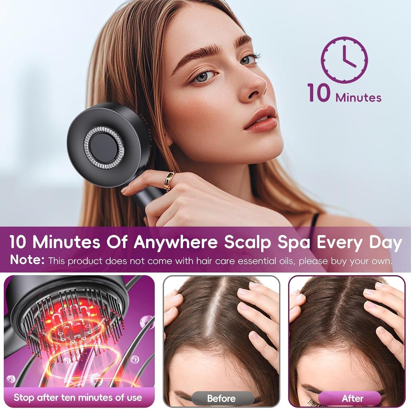 Scalp Massager Brush with Oil Applicator