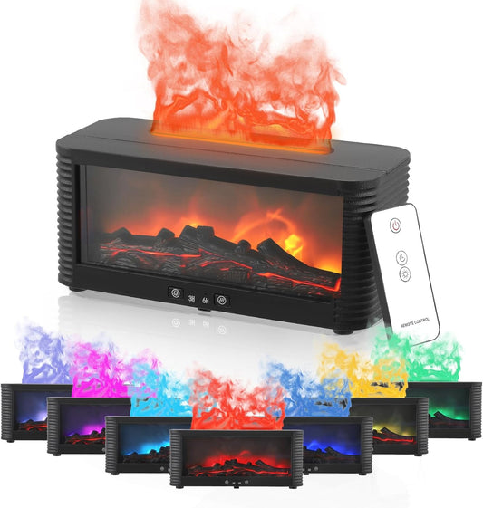 Flame Diffuser, 3D Flame Oil Diffuser with 7 Colors Flame Effect