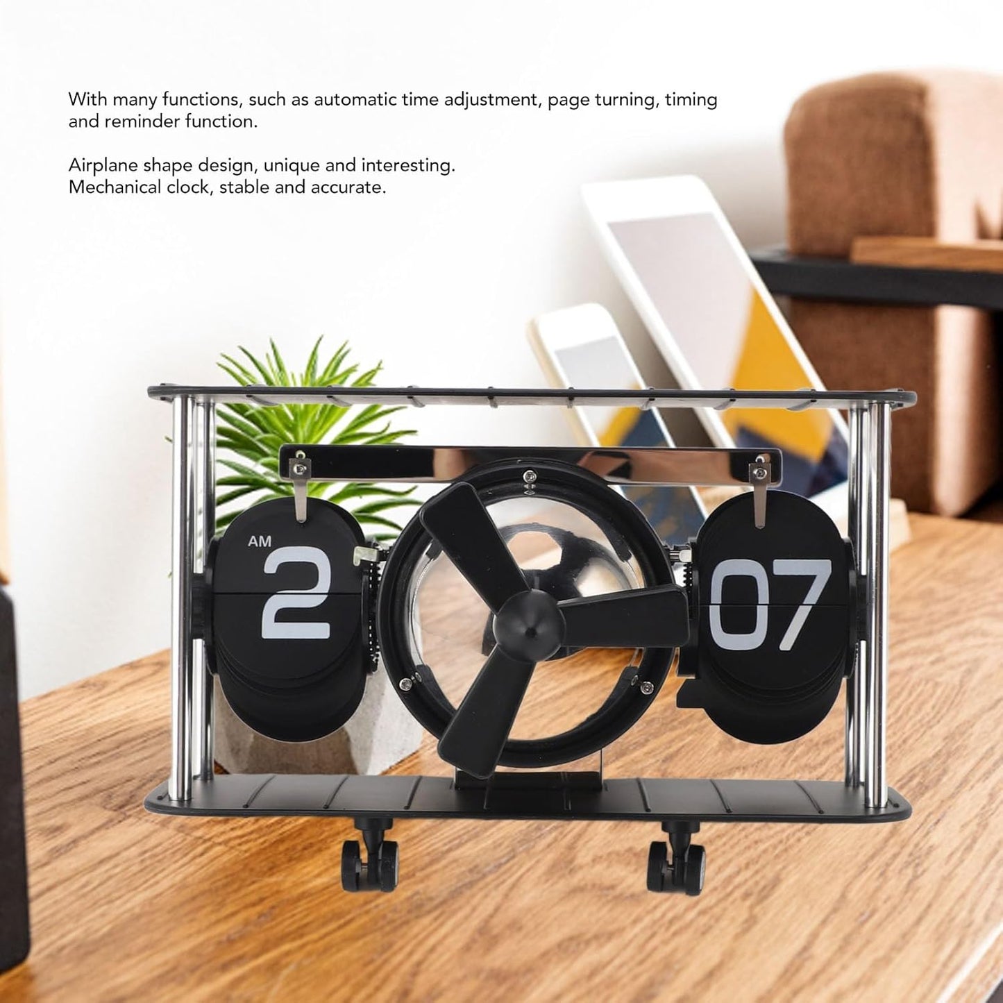 Airplane Flip Clock – Mechanical Desk Timepiece