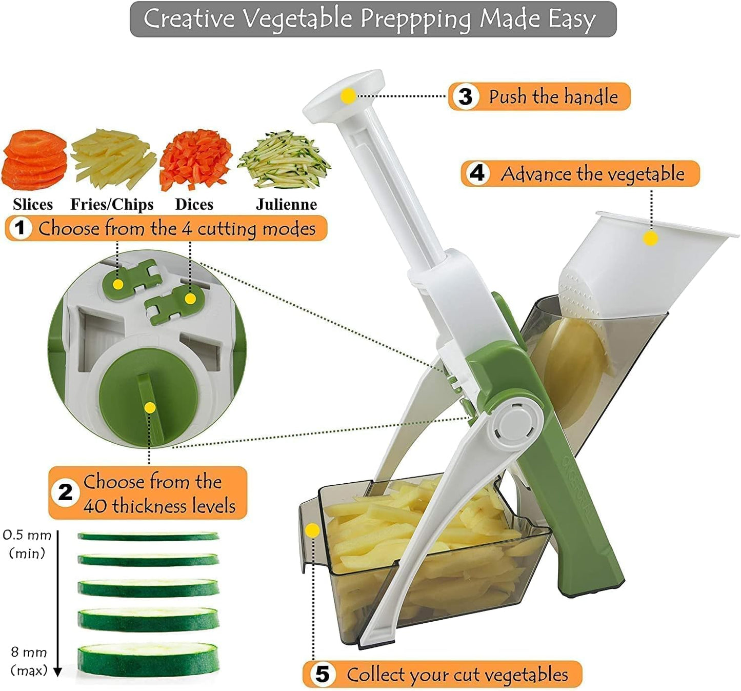 Adjustable Multi-Function Vegetable and Fruit Slicer