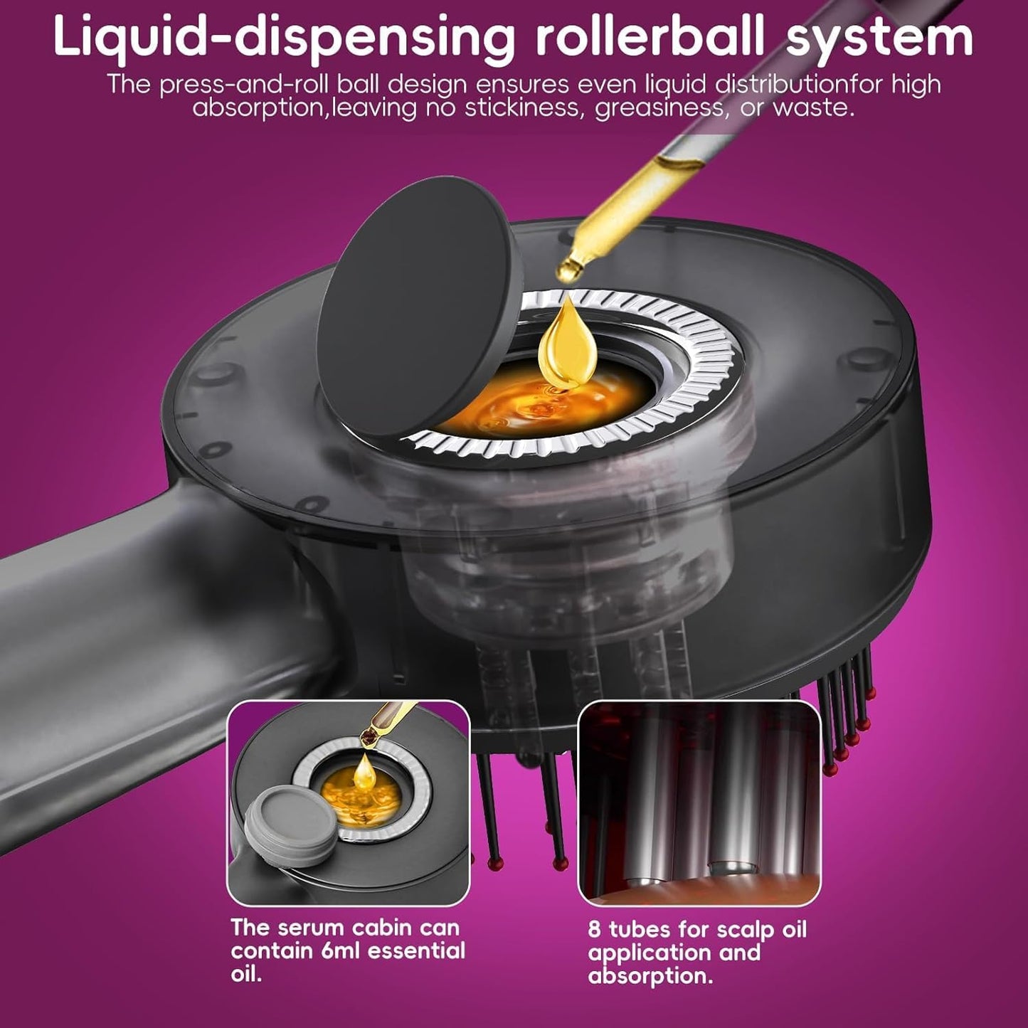 Scalp Massager Brush with Oil Applicator